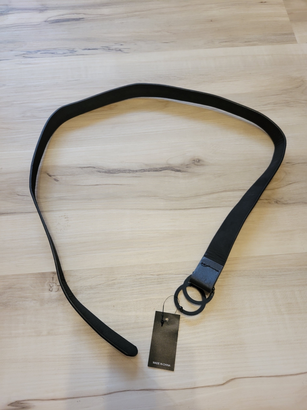 SHEIN Black Double-Ring Leather Belt